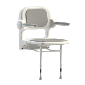 AKW 2000 Series Standard Fold-Up Shower Seat with Grey Padded Arms and Back