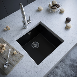 Bower 1.0 Bowl Matt Black Undermount Composite Kitchen Sink - 440 x 440mm