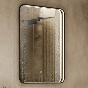 Arezzo Matt Black 500 x 700mm Rectangular LED Illuminated Bathroom Mirror with Touch Sensor &amp; Anti-Fog