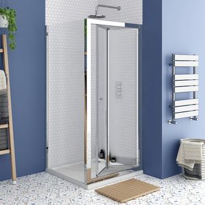 Monza 900 x 900mm Bi-Fold Door Shower Enclosure + Pearlstone Tray