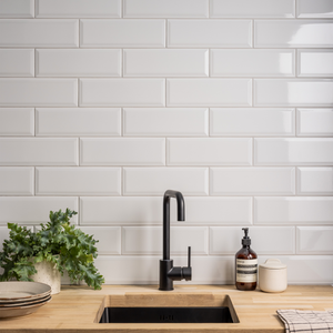 Stonehouse Studio Jasper Metro White Bevelled Wall Tiles - 100 x 300mm