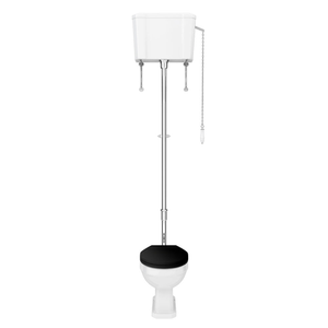 Carlton Traditional High Level Toilet with Soft Close Seat Satin Black