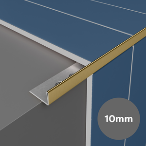 Brushed Gold 10mm L-Shape Metal Tile Trim - 2.5m Length