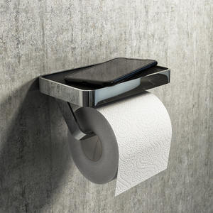 Arezzo Toilet Roll Holder with Shelf - Chrome