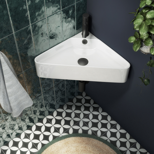 Arezzo Straight Edge Corner Cloakroom Basin 1 Tap Hole – Gloss White