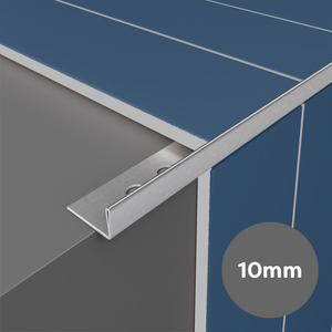 Shiny Silver 10mm L-Shape Metal Tile Trim - 2.5m Length