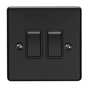 Ellis &amp; Co 2 Gang 10A 2 Way Light Switch Matt Black