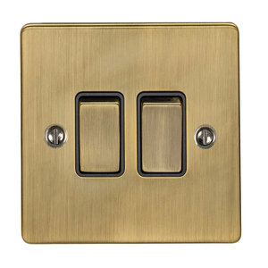 Ellis & Co 2 Gang 10A 2 Way Light Switch Antique Brass