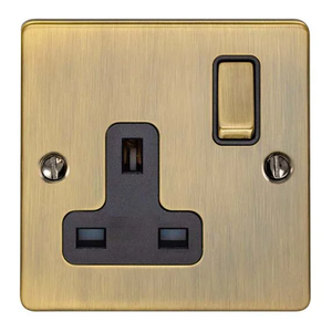 Ellis &amp; Co 1 Gang Switched Socket Antique Brass