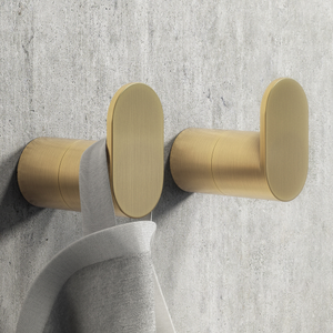 2 x Arezzo Brushed Brass Robe Hooks