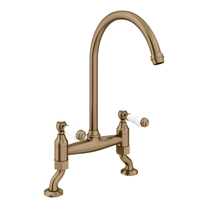 Chatsworth Antique Brass Traditional Bridge Lever Kitchen Sink Mixer