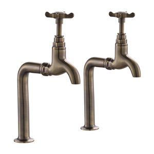 Bower Traditional Antique Brass Kitchen Bib Taps with Upstands