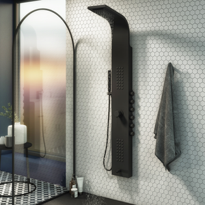 Arezzo Shower Tower Panel - Matt Black (Thermostatic)