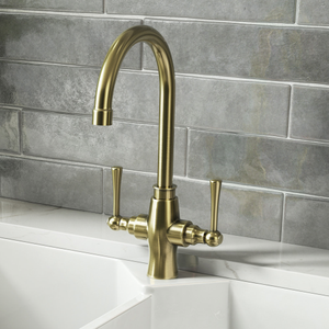 Bower Trafalgar Dual Lever Kitchen Mixer Tap - Brushed Brass