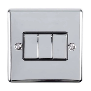 Ellis & Co 3 Gang 10A 2 Way Light Switch Polished Chrome