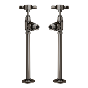 Chatsworth Traditional Angled Radiator Valves and Pipe Set - Black Nickel