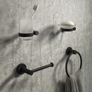 Arezzo Industrial Style Matt Black 4-Piece Bathroom Accessory Pack