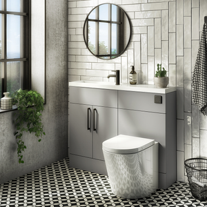 Arezzo 1100 Matt Grey Slimline Combination Vanity Unit (Matt Black Flush &amp; Handles)