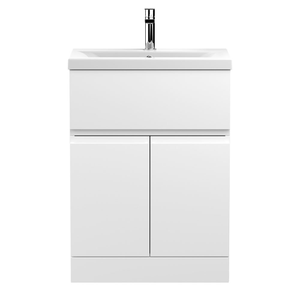 Hudson Reed Urban Satin White 600mm Floor Standing 2-Door/Drawer Vanity Unit