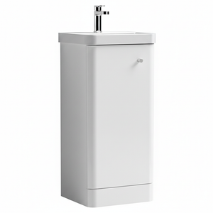 Cruze 400mm Curved Gloss White Vanity Unit with Chrome Handle