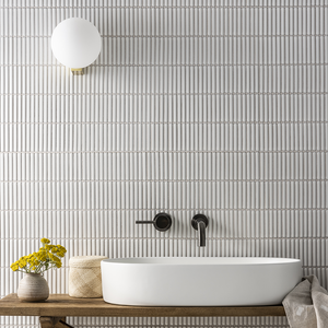 Stonehouse Studio Otsu Mini Kit-Kat Mosaic Tile Sheet Gloss White with Shaded Edges - 290 x 280mm