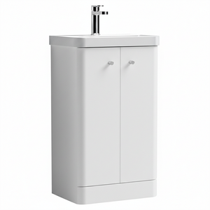 Cruze 500mm Curved Gloss White Vanity Unit with Chrome Handles