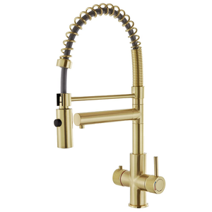 Bower Madrid Directional Spray Instant Boiling Water Lever Tap - Brushed Brass with Boiler &amp; Filter