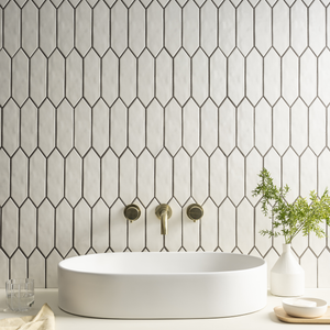 Stonehouse Studio Otsu Picket Mosaic Tile Sheet Gloss White - 324 x 292mm