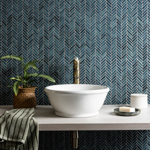 Stonehouse Studio Otsu Mini Herringbone Mosaic Tile Sheet Gloss Green - 306 x 290mm