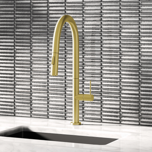 Bower Geneva Kitchen Sink Mixer with Pull-Out Hose and Spray Head - Brushed Brass