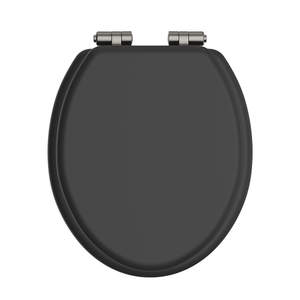 Heritage Soft Close Toilet Seat with Brushed Nickel Hinges Oak