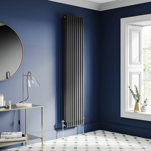 Keswick 1800 x 380mm Cast Iron Style Traditional 3 Column Matt Black Radiator
