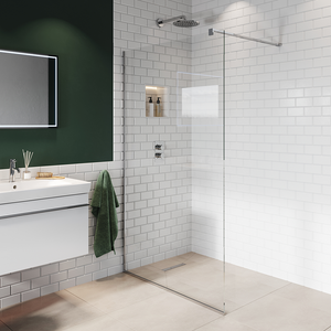 Arezzo Square Chrome Frameless 10mm Wetroom Screen with Wall Mounted Arm 900mm