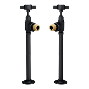 Chatsworth Traditional Angled Radiator Valves and Pipe Set - Matt Black
