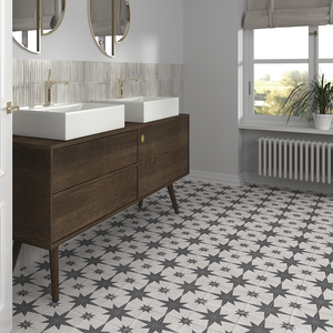 Stellar White Star Patterned Wall and Floor Tiles - 200 x 200mm