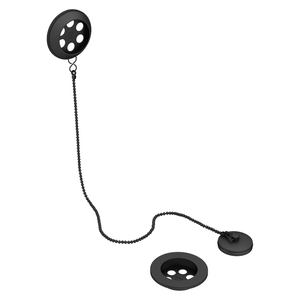 Chatsworth Retainer Bath Waste with Brass Plug &amp; Ball Chain - Matt Black