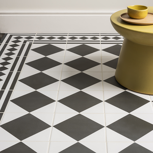 Stonehouse Studio Chequers Large Black &amp; White Wall and Floor Tiles - 225 x 225mm