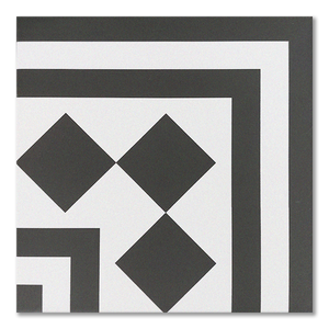 Stonehouse Studio Chequers Corner Border Black &amp; White Wall and Floor Tiles - 225 x 225mm