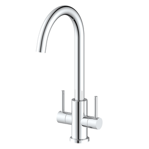 Bower Toronto C-Spout Dual Lever Kitchen Sink Mixer - Polished Stainless Steel
