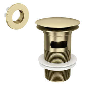 Arezzo Slotted Click Clack Basin Waste with Round Overflow Cover - Brushed Brass