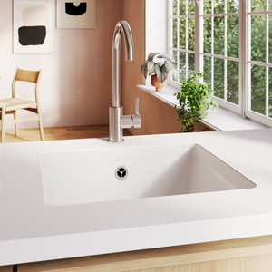 Bower 1.0 Bowl White Ceramic Undermount Kitchen Sink with Waste - 545 x 440mm