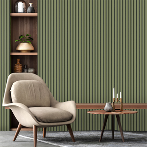 Fine Decor Acoustic Panel Effect Wallpaper - Olive Green