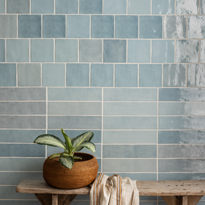 Stonehouse Studio Beauvais Rustic Light Blue Zellige Effect Wall Tiles 75 x 300mm
