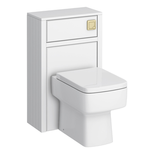 Chatsworth Traditional 500mm White Toilet Unit with Square Pan, Cistern &amp; Brushed Brass Flush