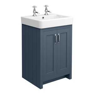 Chatsworth Traditional 560mm Blue Vanity - 2 Tap Hole with Chrome Handles
