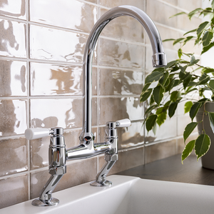 Abode Traditional Bridge Kitchen Mixer Tap - Chrome