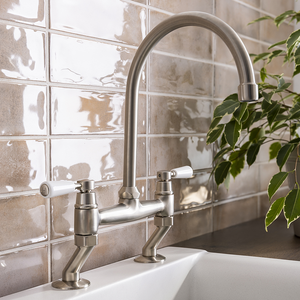 Abode Traditional Bridge Mixer Tap - Brushed Nickel