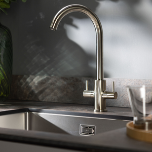 Abode Marido Dual Lever Kitchen Mixer Tap - Brushed Nickel