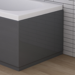 AquaSure Gloss Grey Waterproof End Bath Panel &amp; Plinth 700mm