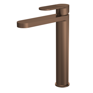 Nuie Cyprus Fluted High Rise Mono Basin Mixer Tap - Brushed Bronze